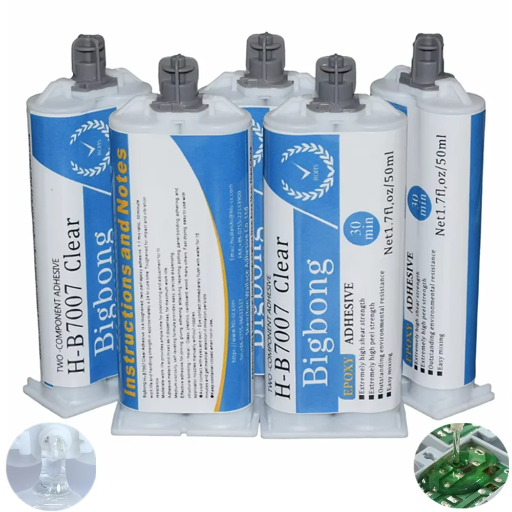 5 Stück Klare Epoxidharz-Klebstoffe, 30 Minuten Trocknungszeit, 50ml 1:1 Transparente AB-Klebstoffe für Keramik, Holz, Glas, Kunststoff und Metallverbindungen – Detail 3