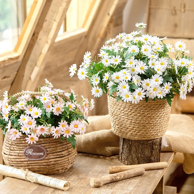 35CM Artificial 24 Head Small Daisy Bouquet, Rural Wild Chrysanthemums  Chamomile Indoor Decoration Decoration