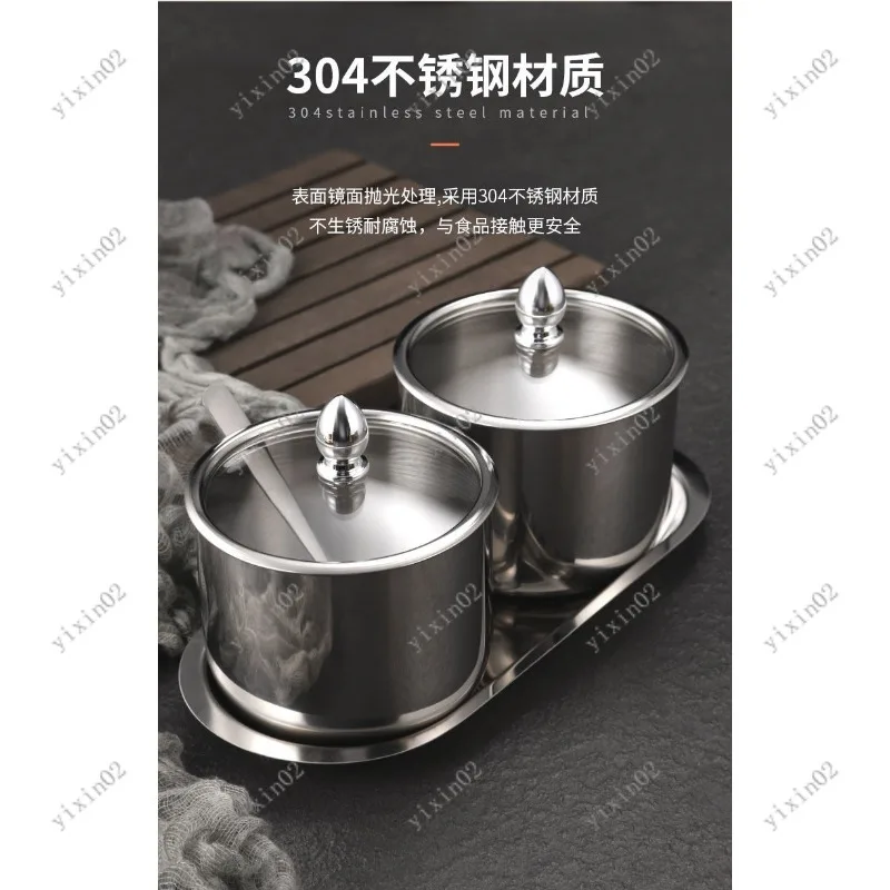

304 Stainless Steel Seasoning Container Set Condiment Canister for Kitchen