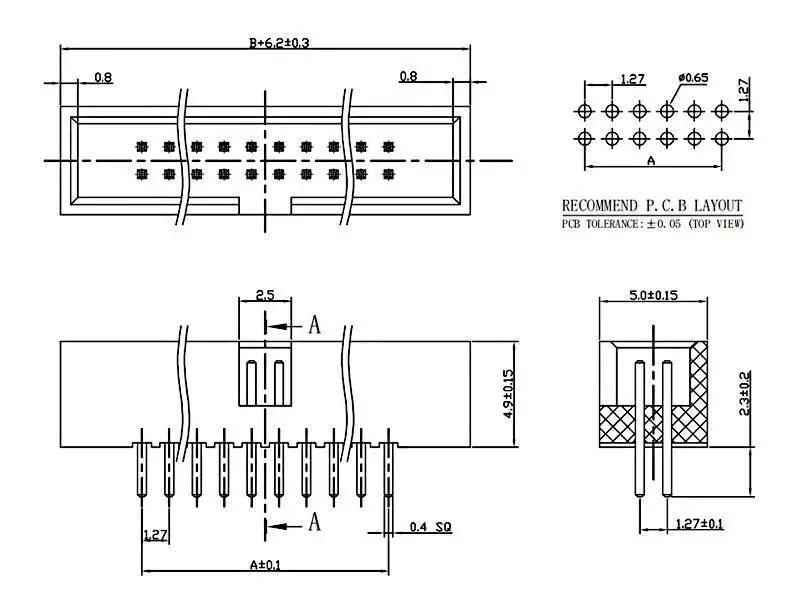 2~5 Stück einfacher Bullhorn-Stecker 1,27 mm Rastermaß gerader Pin IDC-Stecker 6P 8P 10P 12P 16P 20P 30P 40P 50P – Detail 2