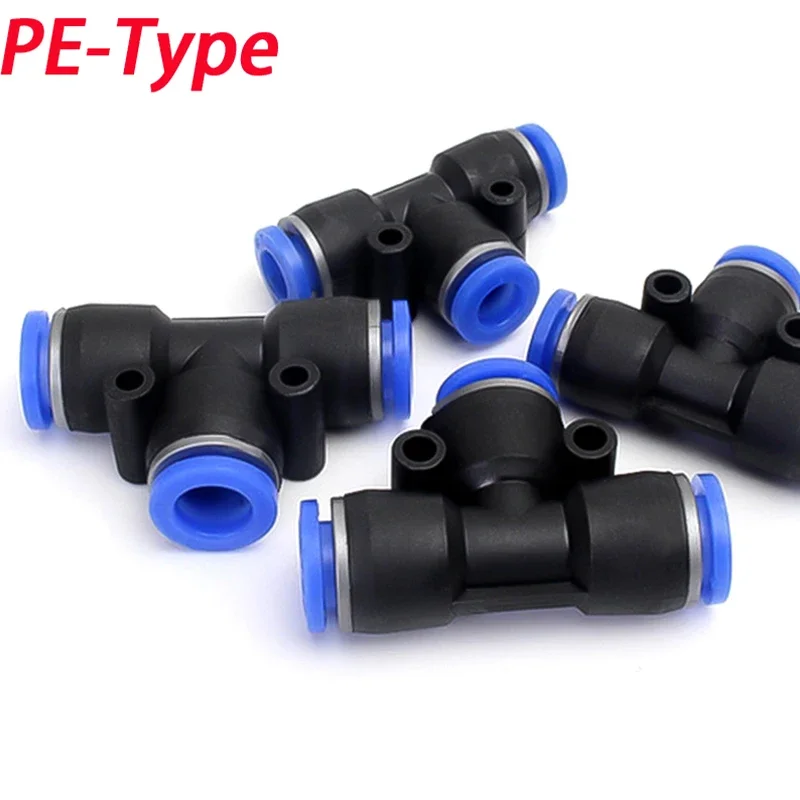 1/5/10Pcs T-Type Pneumatic Joint Pipe Joint Pipe  Straight Through OD 4/6/8~16mm Hose PE Plastic Push In Air Quick Connector
