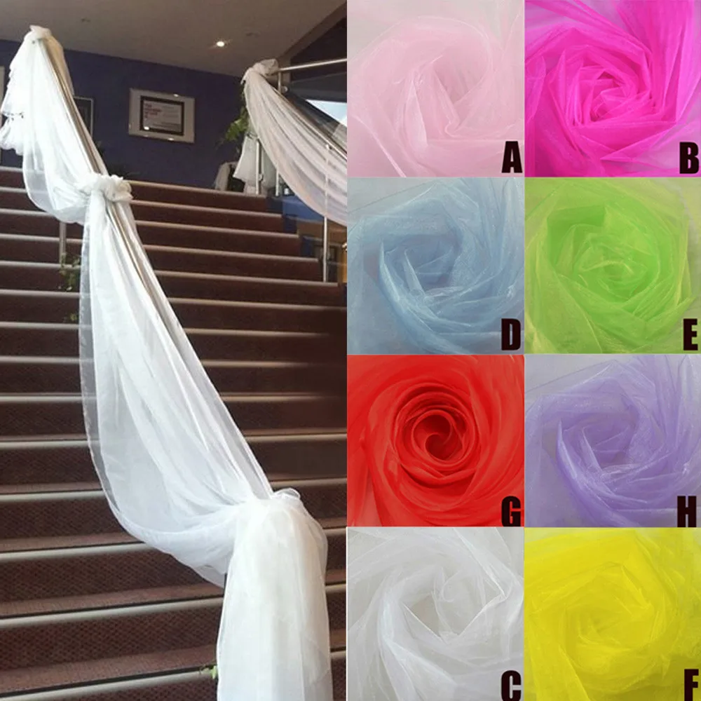 Rollo de tul para decoración de boda, tela transparente de Organza de cristal para boda, fiesta de cumpleaños, telón de fondo, decoración de fajas para silla de boda, 5M