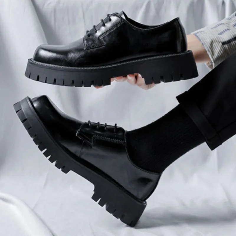 

2025 Autumn New Derby Shoes Fashionable Luxury Shoes Round Head British Style Low Heel Boots Casual Daily Workwear Leather Shoes