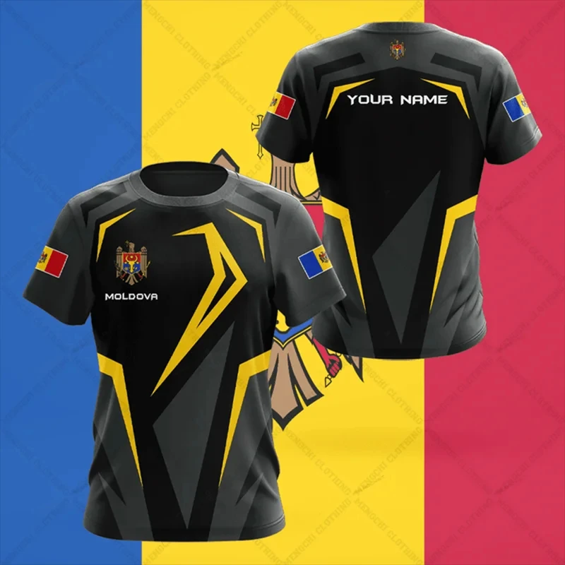 Moldova team z nadrukiem 3D T-shirt męski i kobiety, oversized luźny rozmiar odzież sportowa z okrągłym dekoltem z krótkim rękawem letnia koszulka