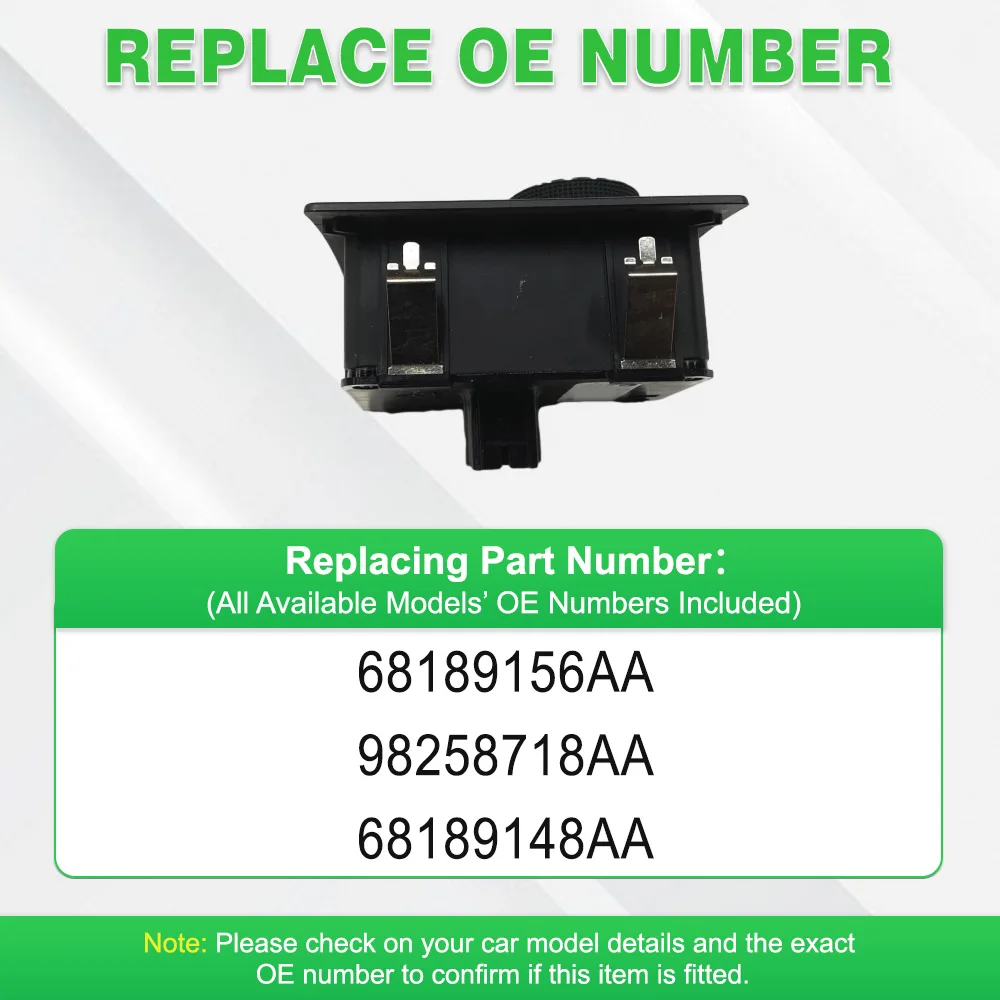 مفتاح التحكم في المصباح لكرايسلر 300 300C 2005 2006 2007 2008 2009-2011 98258718AA مفاتيح التحكم في ضوء السيارة البلاستيك الأسود