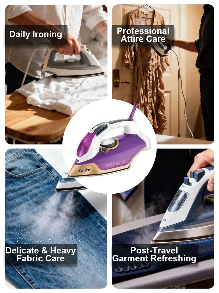 مكواة بخار قوية Sonifer بقدرة 3100 وات SF-9096، بخار عالي 45 جم/الدقيقة، قاعدة سيراميك، انفجار عمودي، خزان 350 مل، تنظيف ذاتي #2