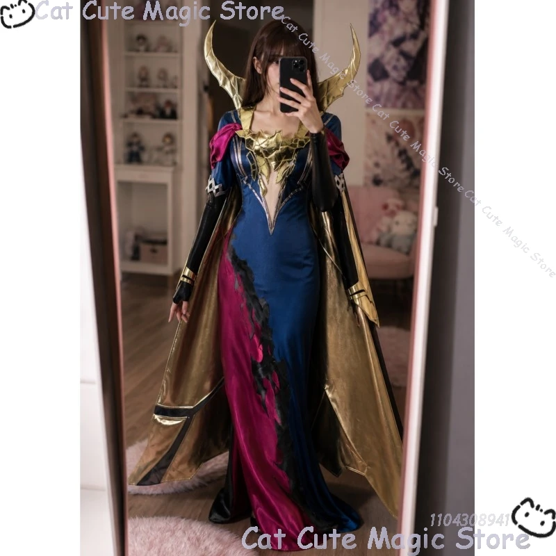 Disfraz de Cosplay LeBlanc The Deceiver, Vestido Largo, Peluca, Decoraciones, Chal, para Halloween, Navidad, Carnaval, Eventos