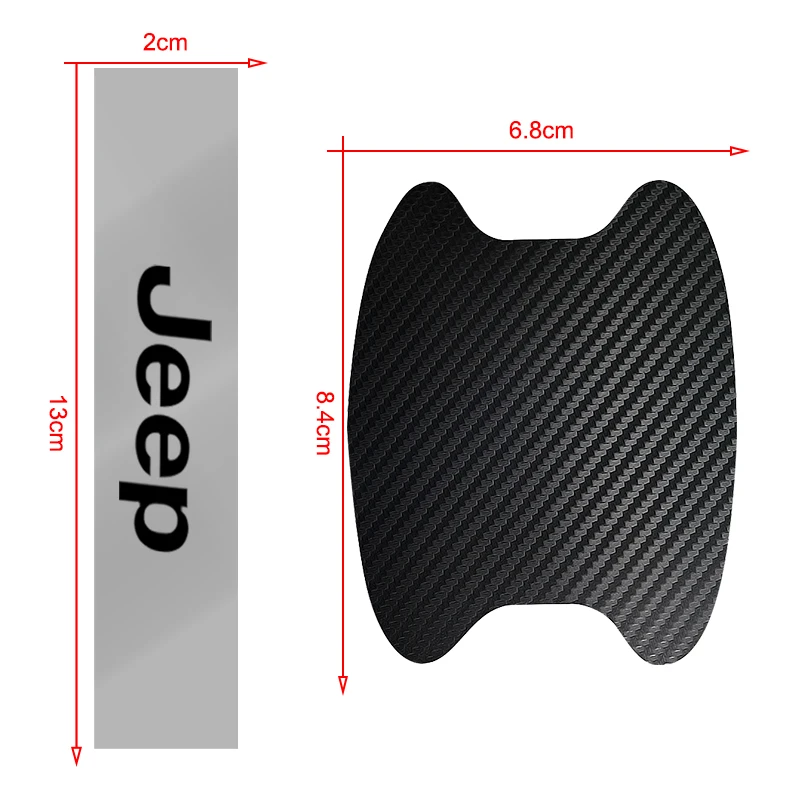 8pc Car Door Sticker Auto Handle Anti Scratch Protection Film for JEEP Wrangler Grand Cherokee Compass Renegade JK JL TJ Patriot