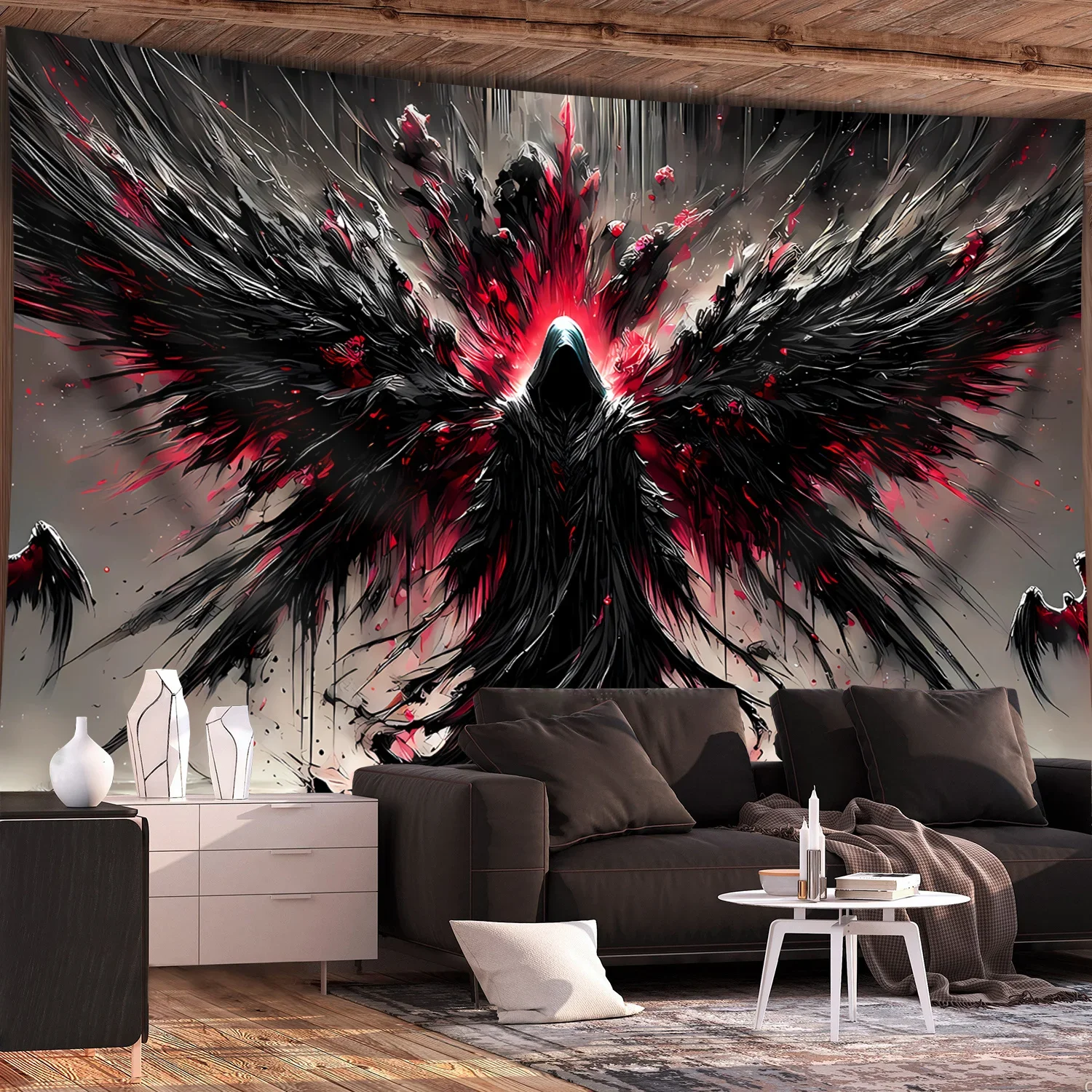 VIKAMA Dark Art Tapestry Gothic Wings Bedroom Living Room Gaming Room Wall Decor Backdrop Room Accent