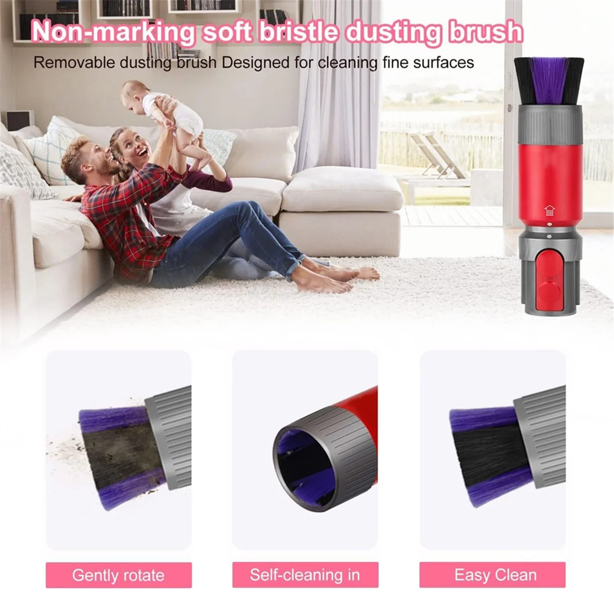 FZFZ 4PCS V7/V8/V10/V11/V15 진공 액세서리 확장 유연한 호스 용 잔류물없는 먼지 브러시 호스 세트