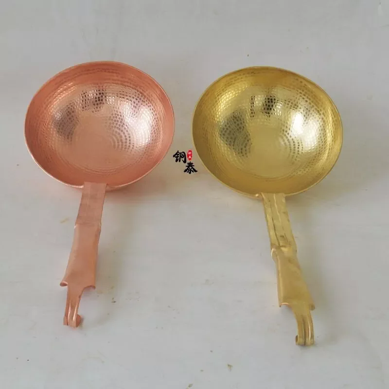 

Pure Copper Customized Water Ladle Household Brass Handmade Thick Scoop Multi Use