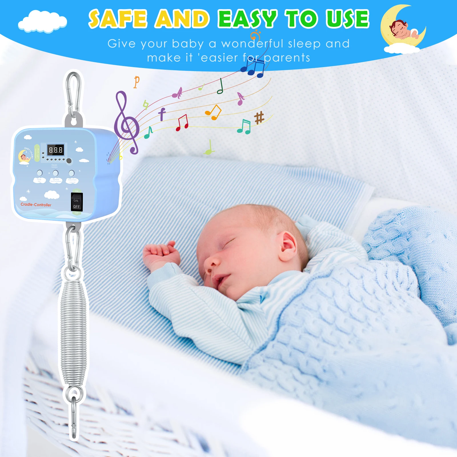 Elétrica do bebê balanço berço controlador rocker driver rc primavera berço do bebê hammock motor 9 níveis de velocidade ajustável cronometragem