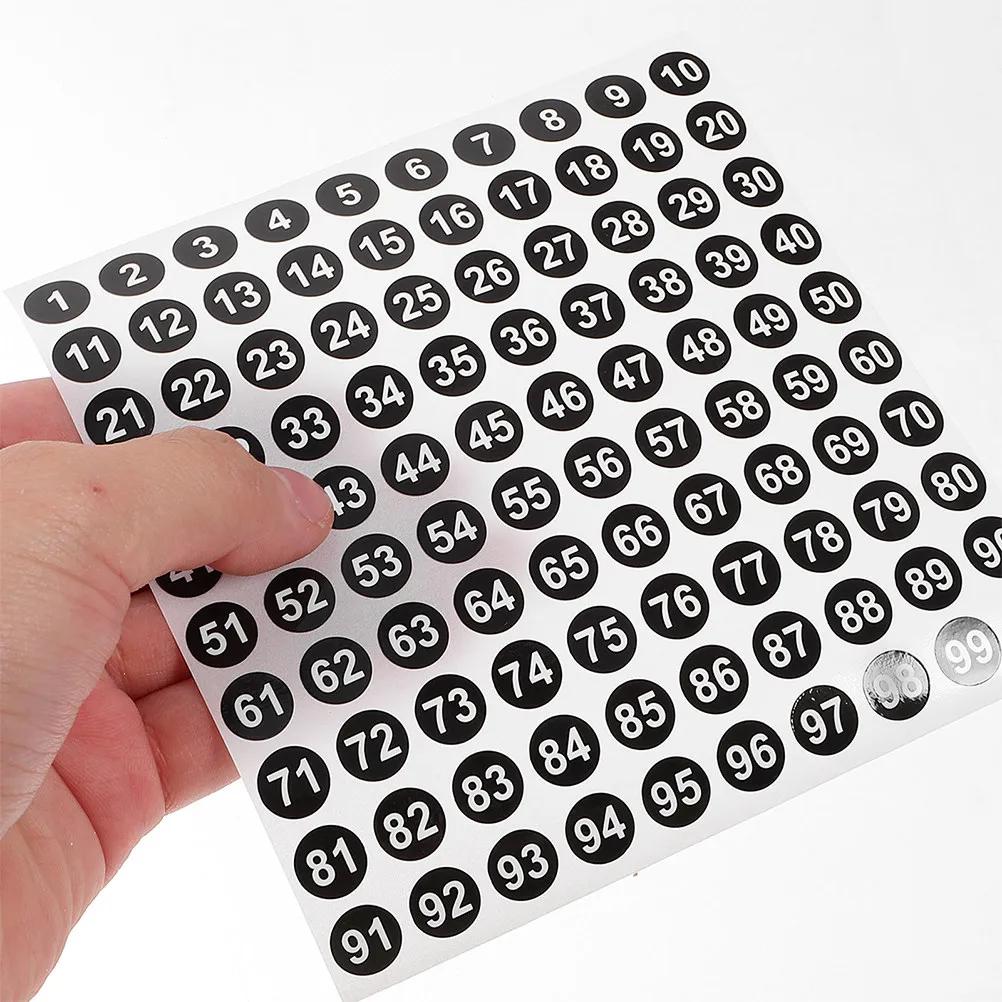 100Sheets Waterproof Numbered Stickers Round Mini Digital Labels Strong Adhesive Easy Apply Remove No Residue for School Office