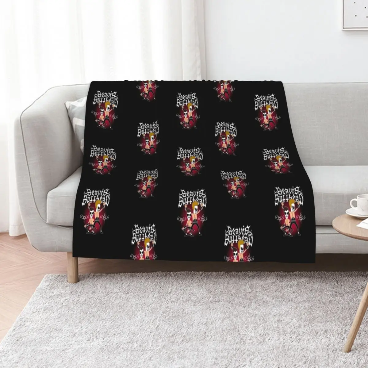 

Beavis and Butthead - Funny Black Metal T-ShirtHeavy Metal ShirtCorpse Paint T-ShirtGoth Shirt Throw Blanket Plaid Blankets