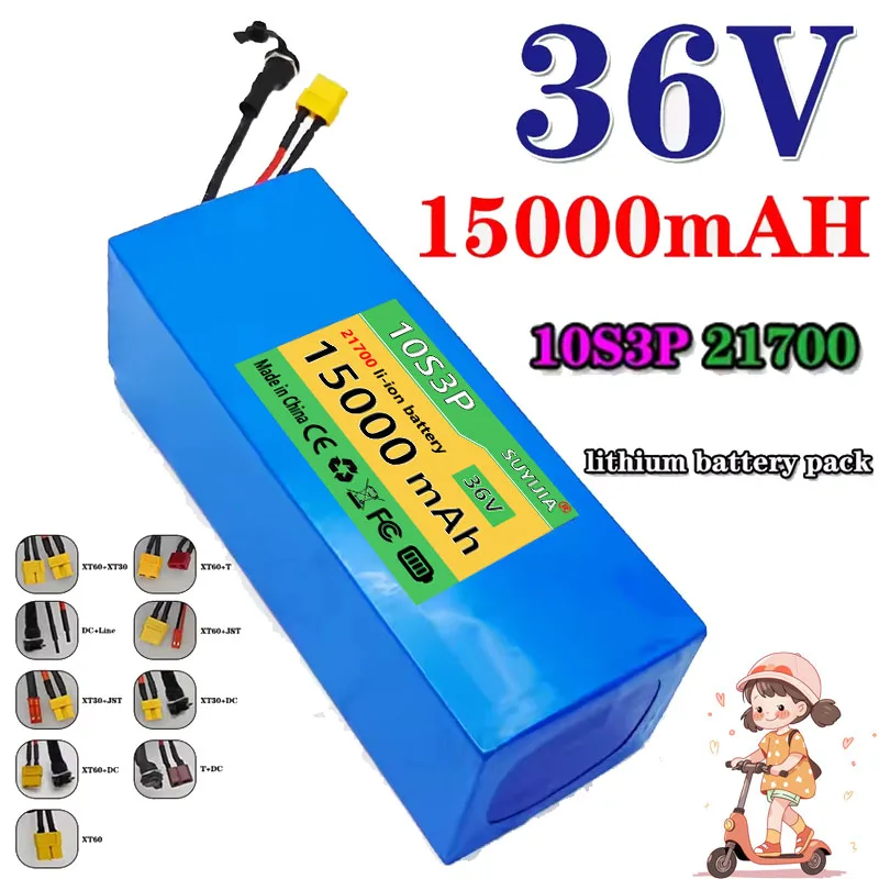 

New 21700 10S3P Lithium-ion Battery 36V 15Ah 1000W Electric Tool Battery Outdoor Backup Battery with 30A BMS
