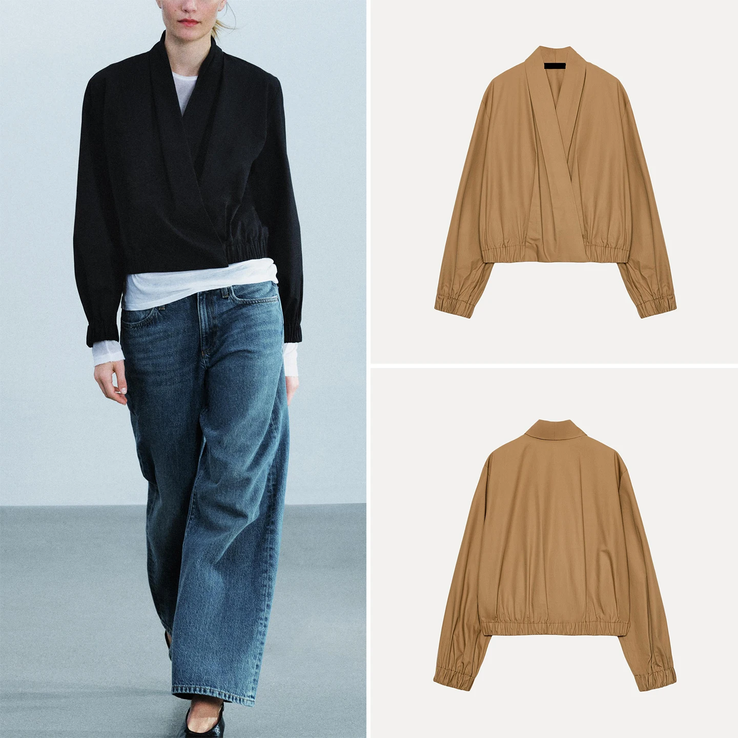Fashionable V-Neck Long Sleeve Pilot Jacket Style Shirt Women's Casual Loose Fit Short Outerwear Autumn Collection 2026