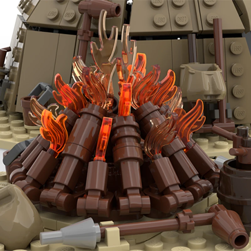 560 PCS Hot Selling MOC Tent And Bonfire Scene Model Modular Building DIY Set Blocks Bricks Assembly Toy Holiday Surprise Gifts