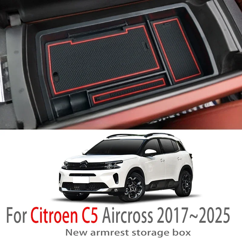 

Car Accessories For Citroen C5 Aircross 2017~2025 Center Console Armrest Storage Box Multifunctional Storage Auto Interior Parts