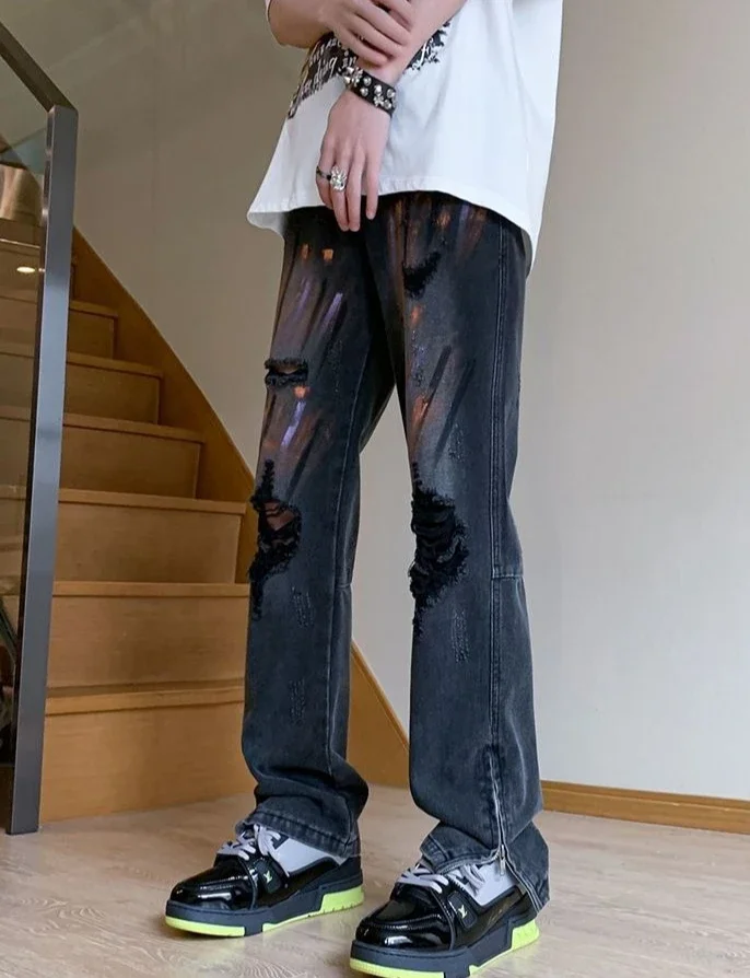 

With Pockets Jeans for Men Y2k Vintage 2025 Trend High Quality Trousers Korean Autumn Soft Luxury Kpop Fashion Man Cowboy Pants