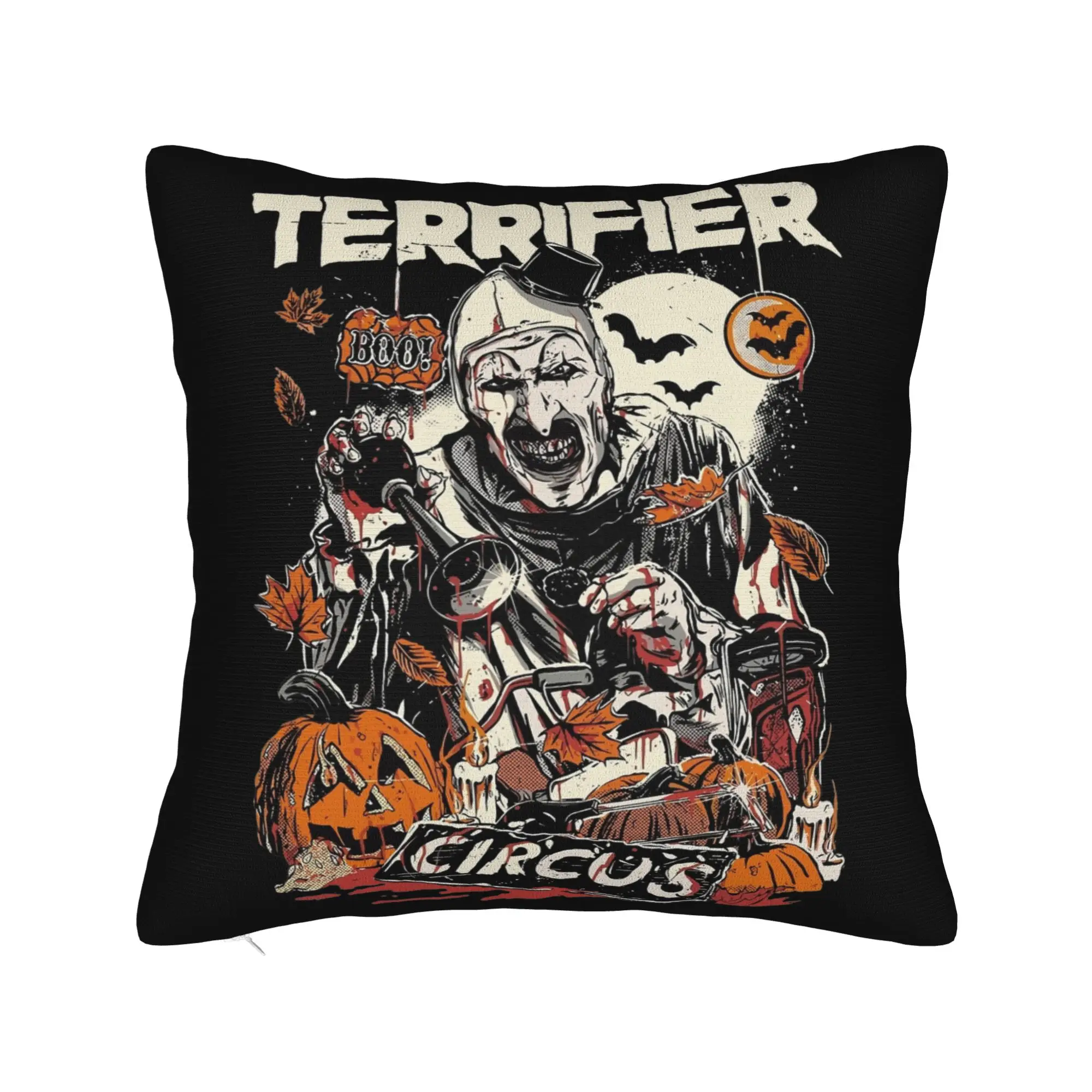 Retro Terrifier Movie  Pillowcase Printing Cushion Cover Decoration Clown Horror Art Halloween Pillow Case Cover Home Zippered