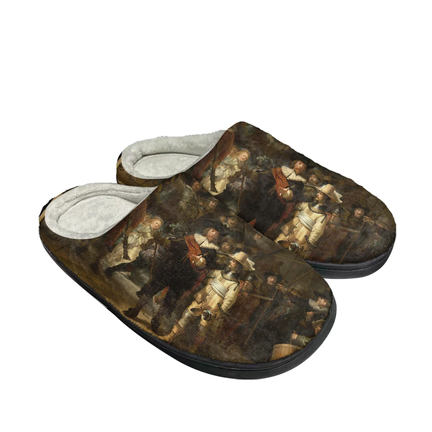 

Rembrandt van Rijn De Nachtwacht Home Cotton Slippers High Quality Mens Womens Youth Boy Girl Plush Keep Warm Custom Slipper