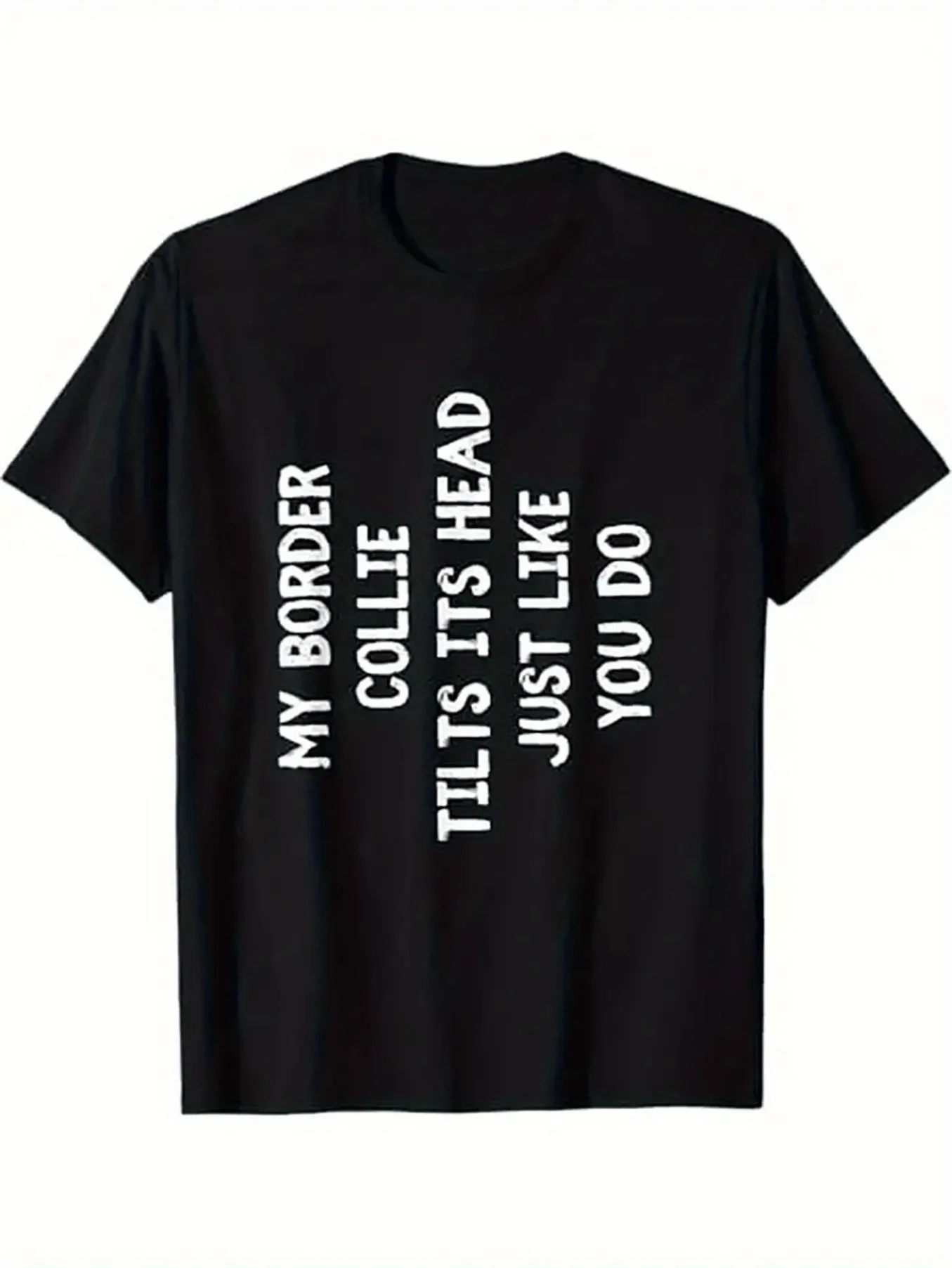 A men's Border Collie printed T-shirt 100 cotton round neck casual T-shirt with slightly stretch knitted fabric regular version for summer wear is very suitable for dog fans.