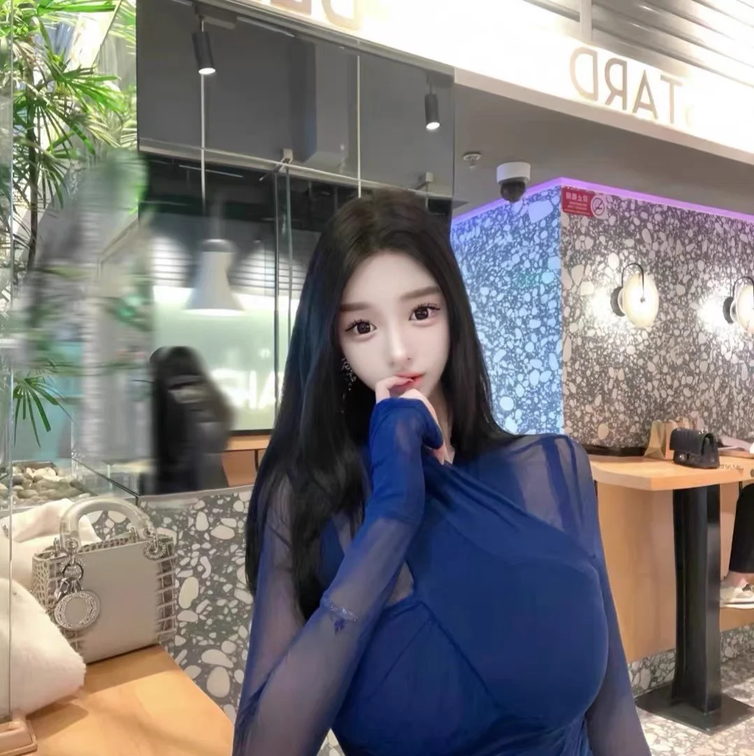 

Pure Desire Gem Blue Crossbody Hanging Ne Me Nylon Women's Sexy Dr Bodycon ort Skirt Long Sve Zipper Closure