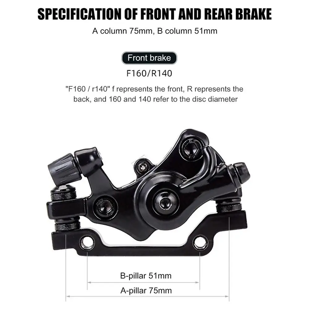 Aluminum Alloy MTB Brake Caliper Front/Rear 160mm Bicycle Mechanical Disc Brake Set Light Line Pulling Bike Pushes Caliper