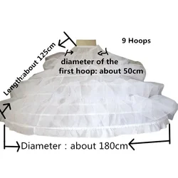 Strong Enough 9 Hoops Petticoat Underskirt for Super Big Ball Gown Wedding Dress Bridal Gowns Wedding Accessories Crinoline