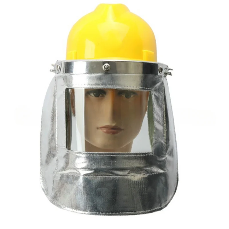 Fire Hood High Temperature Helmet Aluminum foil Proximity Helmet Radiation Protection Use for Firemen High-Temperature Worker