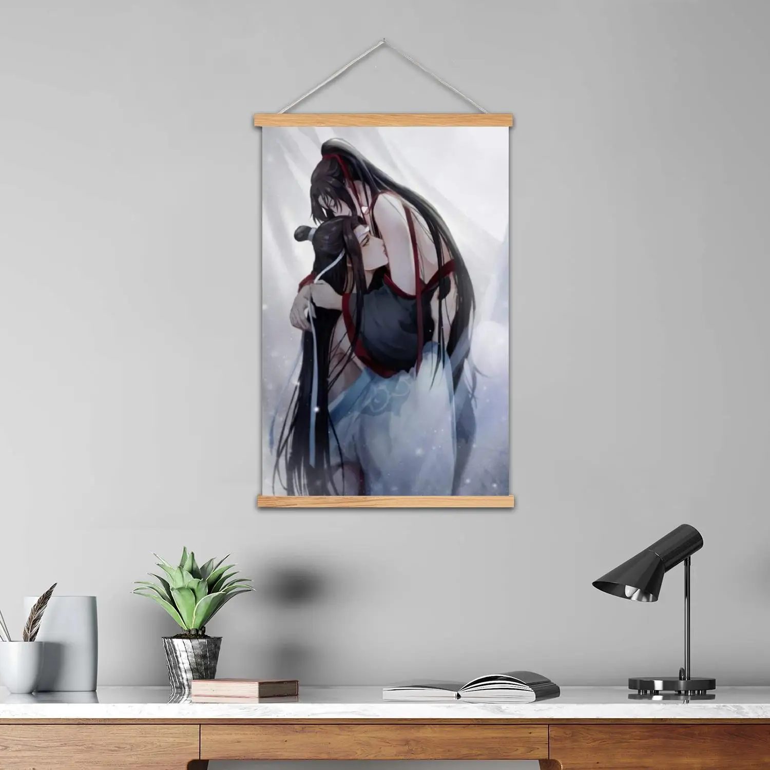 لوحة جدارية مؤطرة من ma dao zu Shi ملصق فني على القماش وفن جداري، عائلة حديثة، ديكور غرفة النوم، ملصقات، لوحة زخرفية