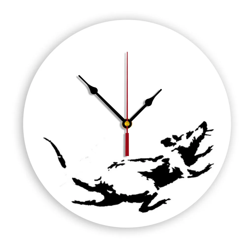 Banksy Rat Running in a Clock Wall Clock Modern 3D for Home Office Hotel Restaurant School Decoration