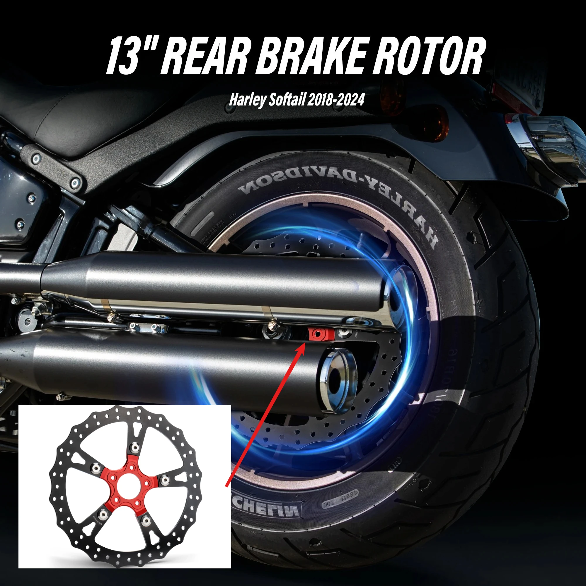 

Harley Softail 13 Inch Rear Brake Single Rotor 5.8mm Fit 2018-2024 FXDR 114 Low Rider Street Fat Bob Sport Glide FXST