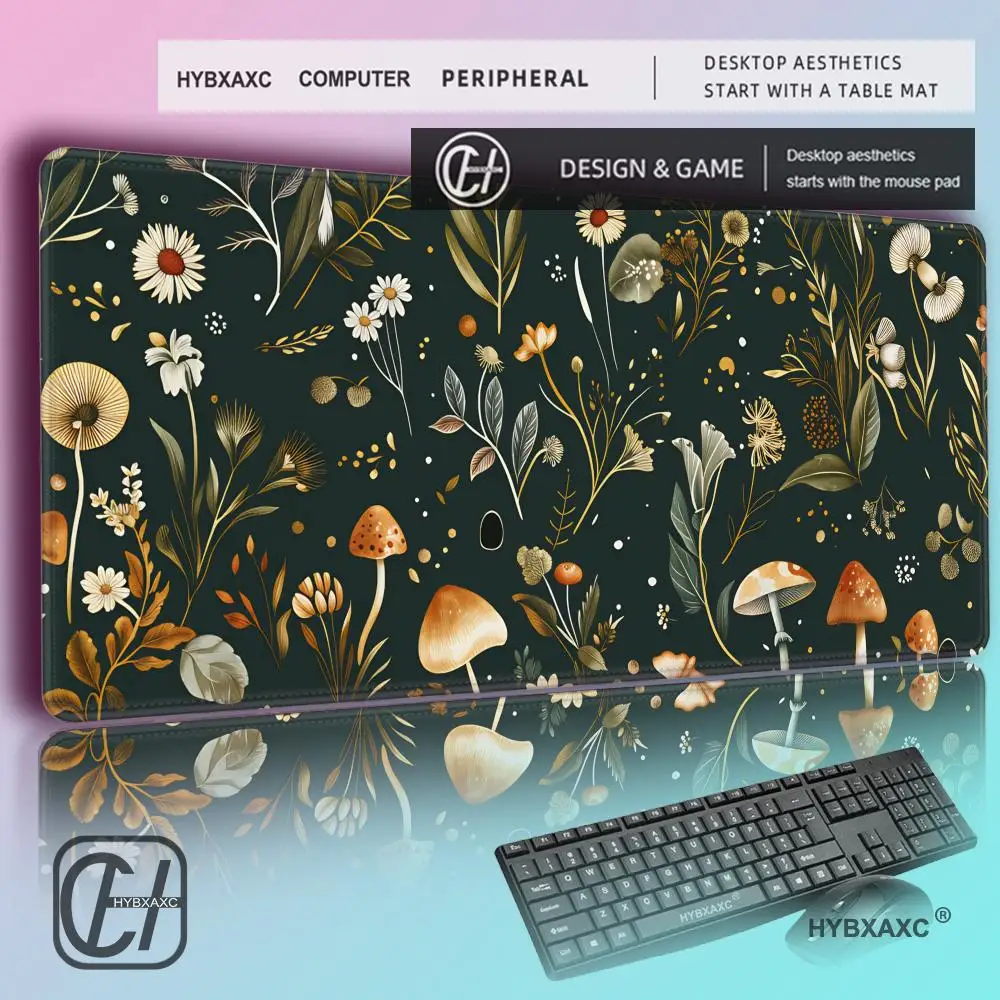 HYBXAXC  Celestial Desk Mat Moon Phases Art Nouveau Witch Aesthetic Green Dark Academia Cottagecore Mousepad XXL Gaming Cute
