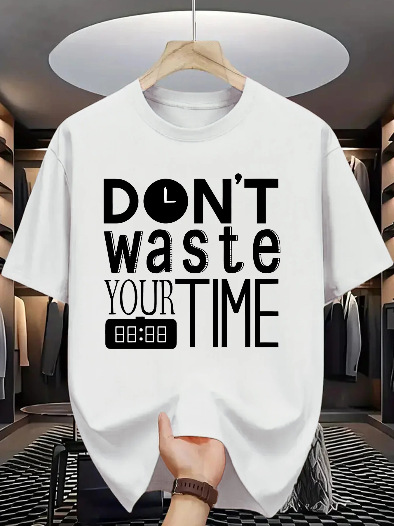 Summer men's fashionable short-sleeved T-shirt, with letter pattern heat transfer printing