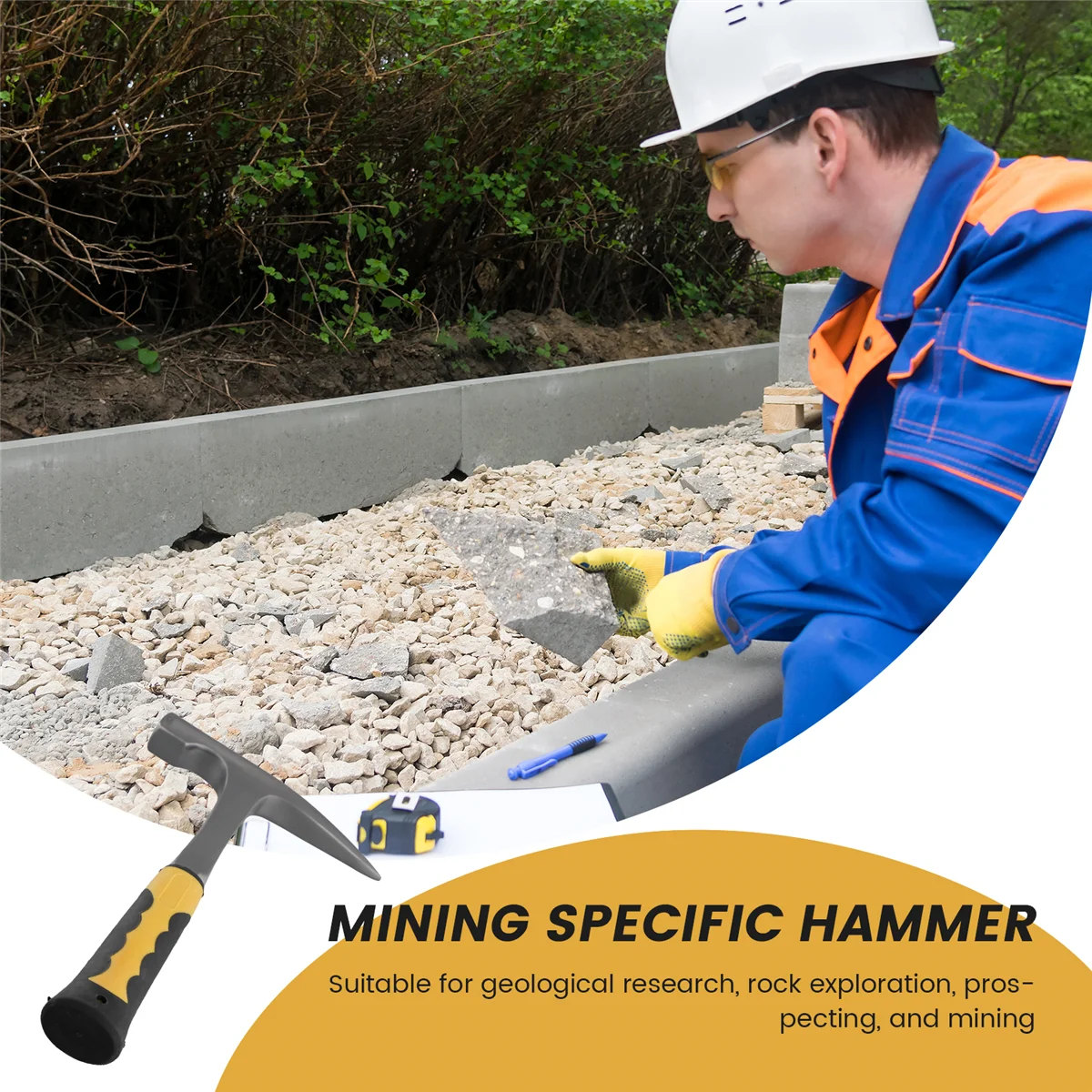 Martillo de exploración geológica, martillo de geología de exploración mineral puntiaguda, herramienta manual, boca puntiaguda