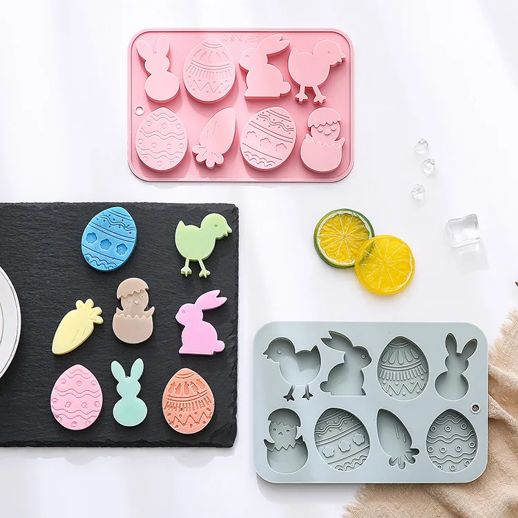 Easter Silicone Mold Chicken Rabbit Egg and Other Modeling Hand Soap Cake Mold Chocolate Mold