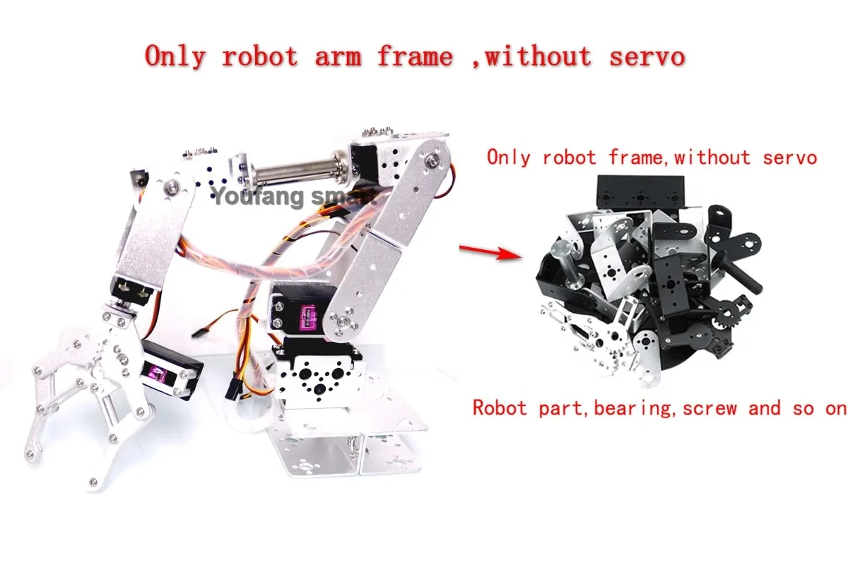 6 DOF Robot Arm Kit Manipulator Metal Alloy Mechanical Arm Clamp Claw Kit MG996 Robot DIY kit with Open Source Code and Tutorial