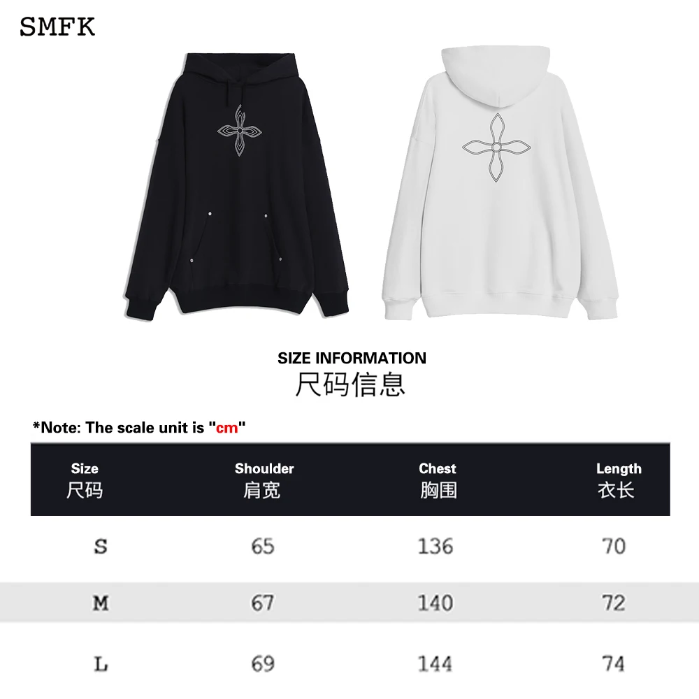 SMFK Hoodie Cross Flower Men Women Hip Hop Street Loose Hoodie Cotton Cotton Sports Course Sweatshirts Heavy Fabric Pullover