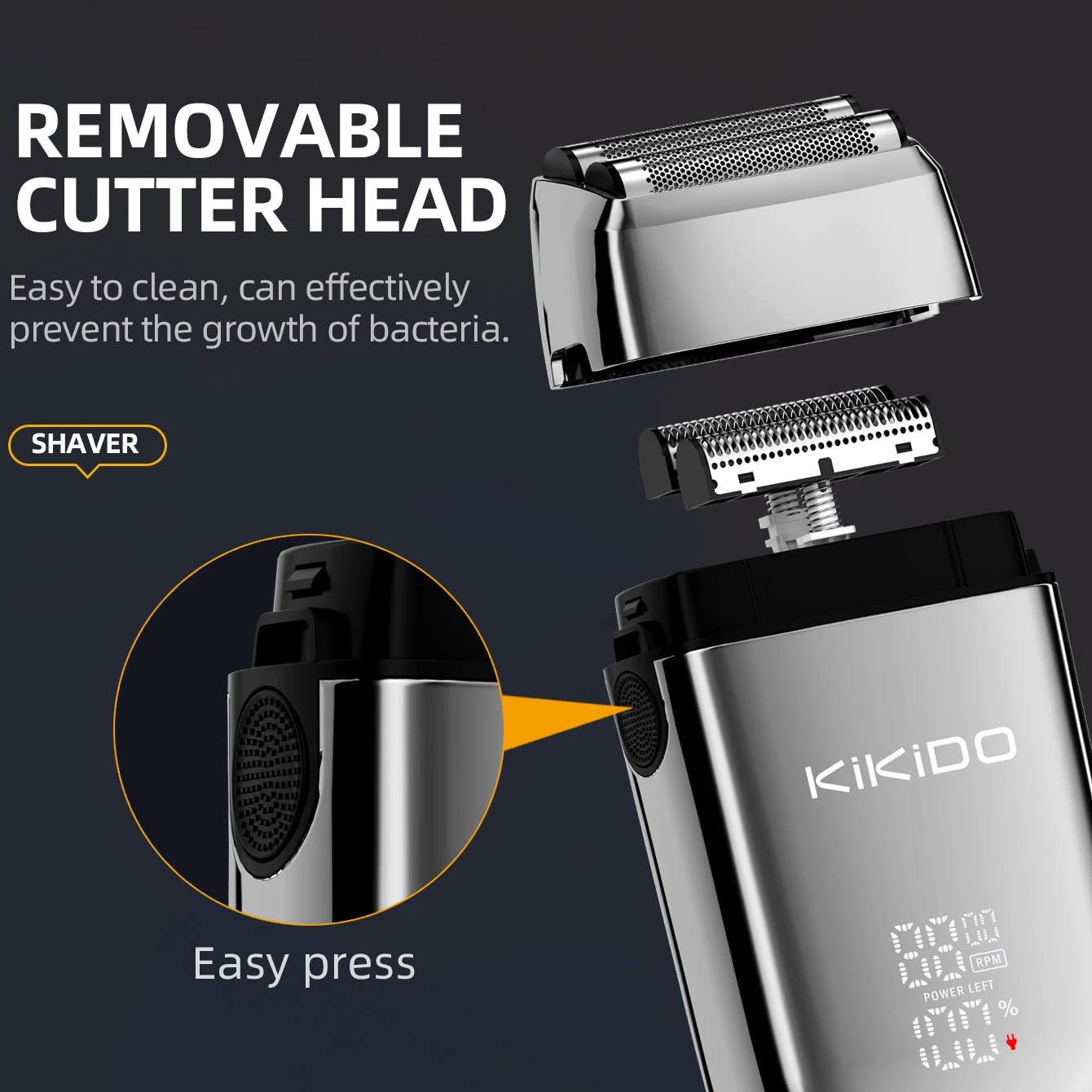 KIKIDO Electric Shaver 8500 RPM Professional Shaver Metal Shaving Machine USB Rechargeable Razor Beard Trimmer for Men KK-TX2