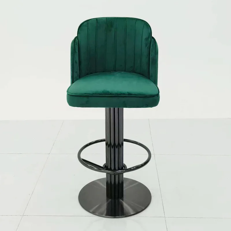 Factory stainless steel titanium black bar chair light luxury designer rotatable front desk chair bar coffee shop island high