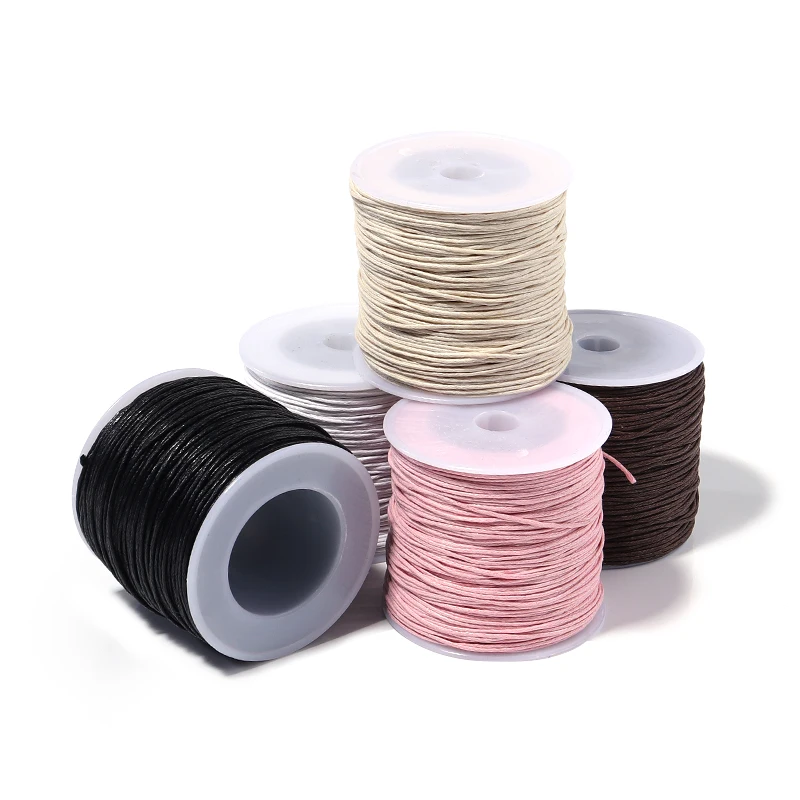 Fil de Polyester Ciré Rond de 1mm et 70m par Rouleau, Cordon pour Ornement, Matériel de Couture,