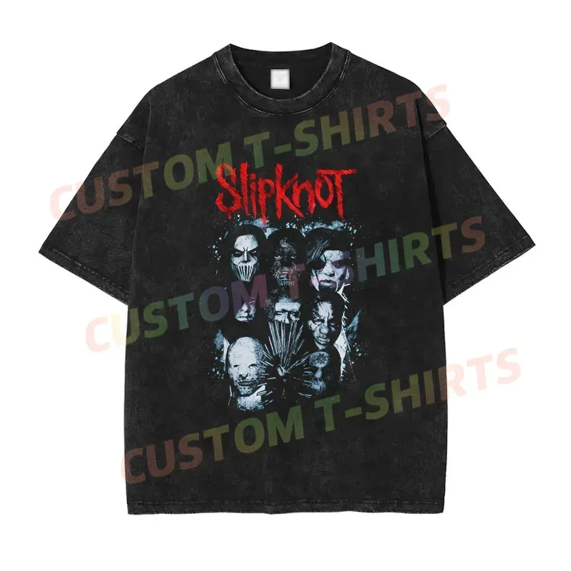 

2025 Summer Vintage Cotton Washed Joey Jordison Slipknots Subliminal Verse World Tour T-Shirt Loose T Shirts Men Hip Hop Top Tee