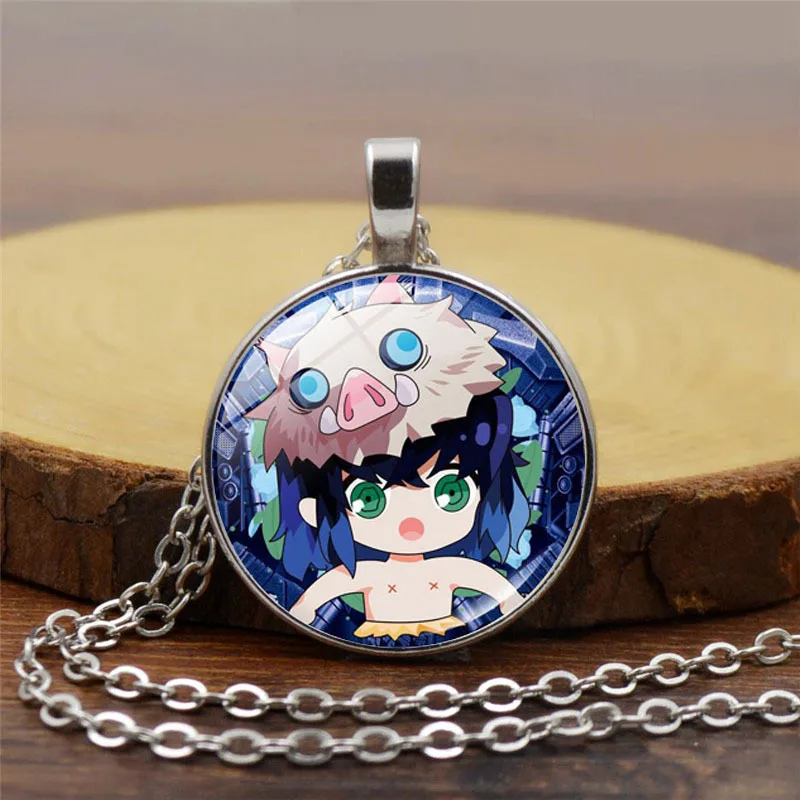 Kamado Tanjirou Kamado Nezuko Hashibira Inosuke Anime Peripheral Accessories Gemstone Necklace Versatile Pendant Sweater Chain