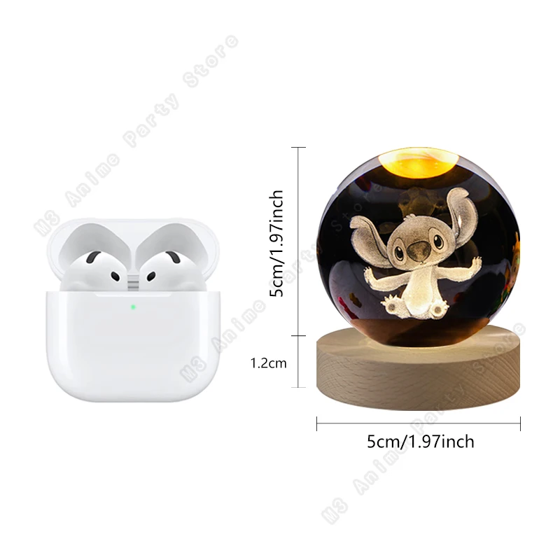 Lilo und Stitch Disney Einzigartige 3D-Kristallkugel-Lampe, LED leuchtende Kristallkugel, Nachtlicht, Glas, Kindergeburtstagsgeschenke, Spielzeug, 5