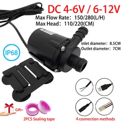 280L/H Mini Brushless Motor Submersible Pump DC6-12V/4-6V Fish Tank Aquarium Pump Computer Water-cooled Pet Water Dispenser