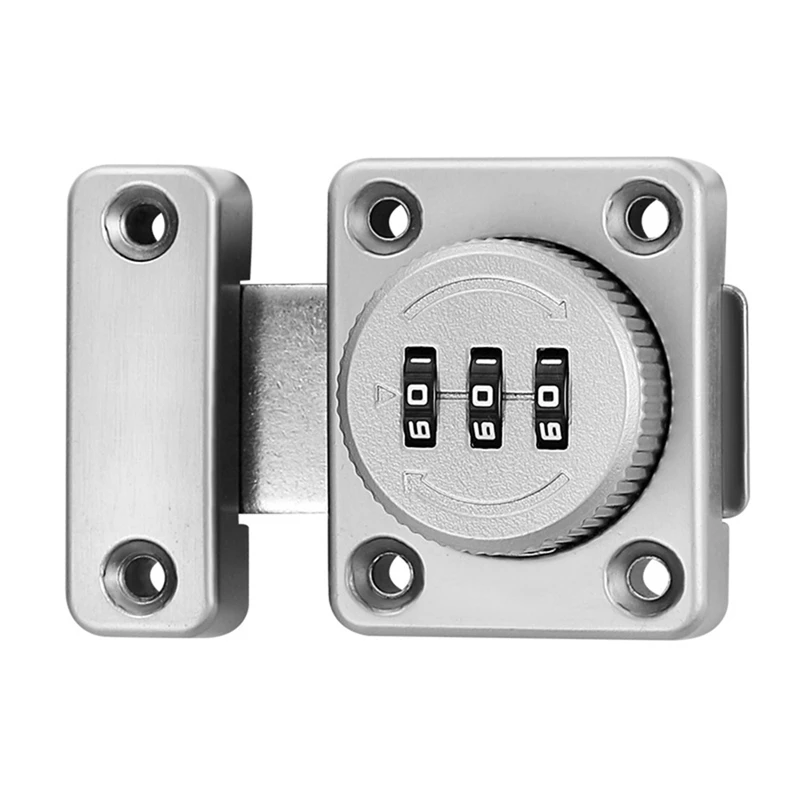 Cabinet Door Latch Keyless Combination Lock Cabinet Mechanical 3-Digit Passcode Cabinet Lock For Kitchen Cabinet Durable Silver