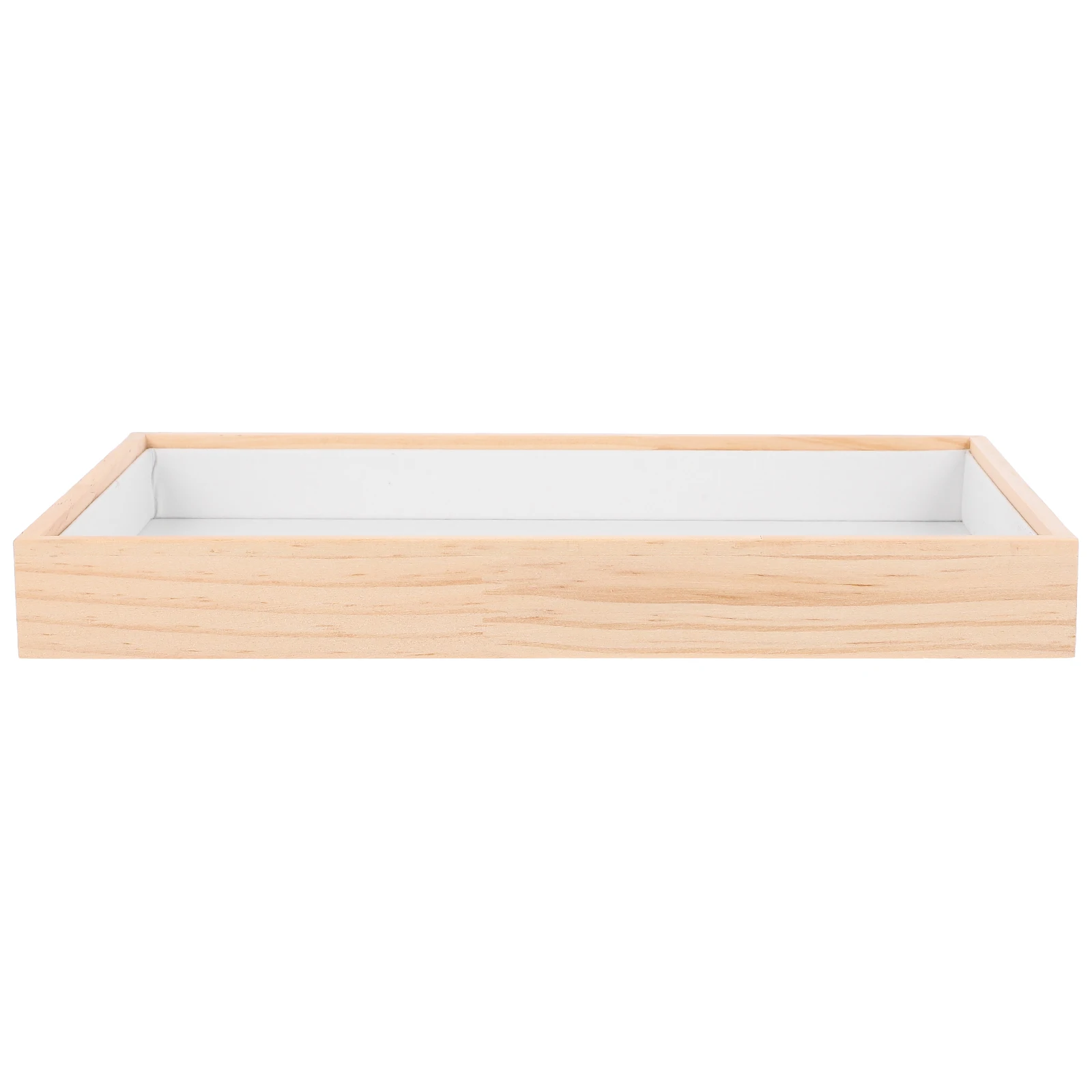 

Wooden Jewelry Storage Tray White PU ganizer for Rings Necklace Earrings Display Plate Travel Home Use