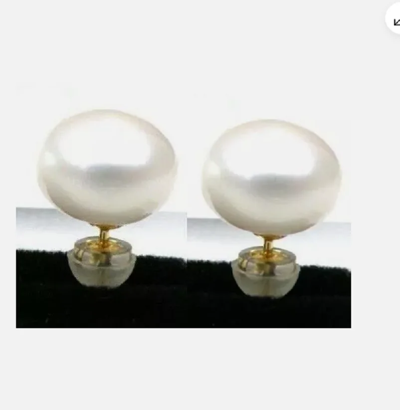 

Серьги из твердого желтого золота 18 карат с натуральным жемчугом AAA 9-10 мм из белого жемчуга Южного моря