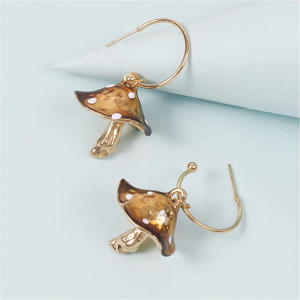 1 زوج أقراط الفطر للنساء استرخى قطرة الجنية الجمالية مجوهرات الأزياء خفيفة الوزن مريحة بيان الأقراط #4